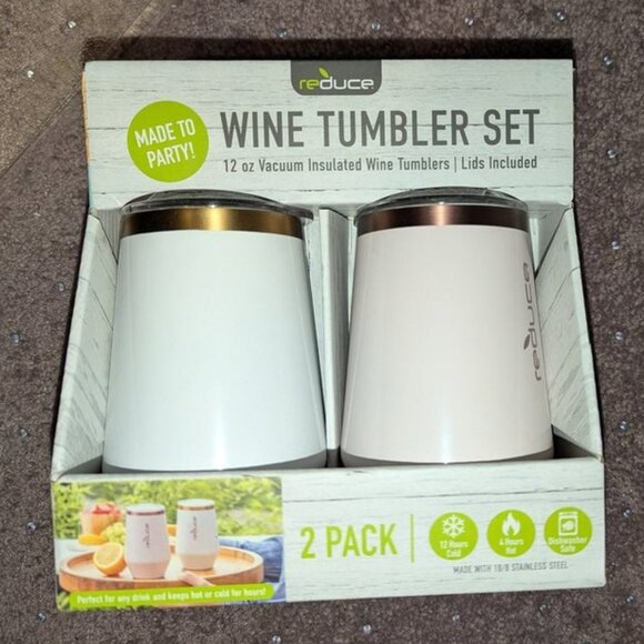 NEW Reduce Wine Tumbler 2 piece set 12oz vacuum insulated cups with lid glasses - Picture 3 of 4